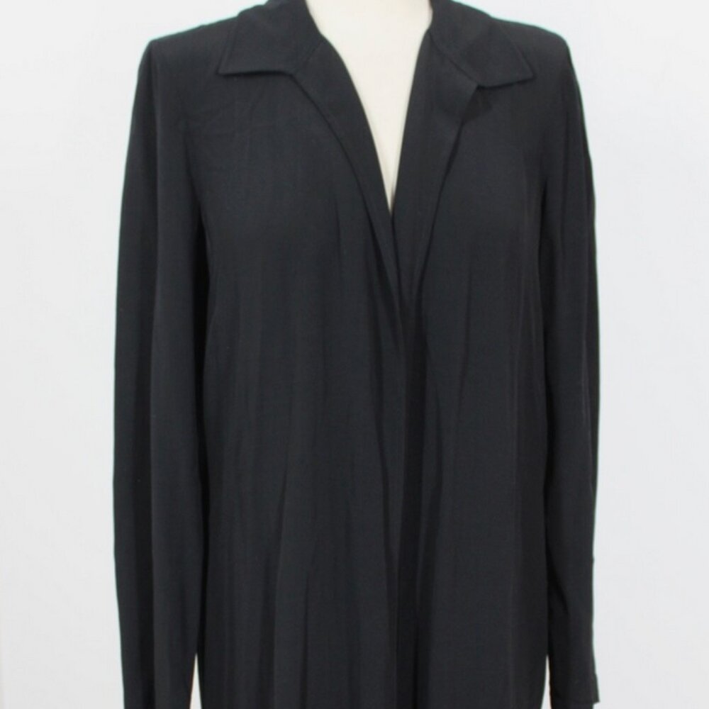Eileen Fisher Black 100% lyocell trench open  Long Duster coat Cardiganize:S